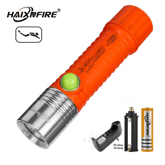 HaixnFire DV03 Scuba Diving Light T6 LED Diving Flashlight Underwater Waterproof Flashlight Outdoor Camping Light