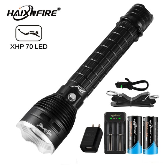 HaixnFire DV63B Underwater Waterproof Electric Torch XHP70 LED Scuba Diving Flashlight 7000 Lumens Camping Light Floodlight