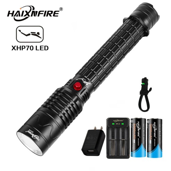 HaixnFire DV78 Underwater waterproof flashlight 4500 lumen scuba diving flashlight XHP70 LED Telescopic zoom Diving flashlight