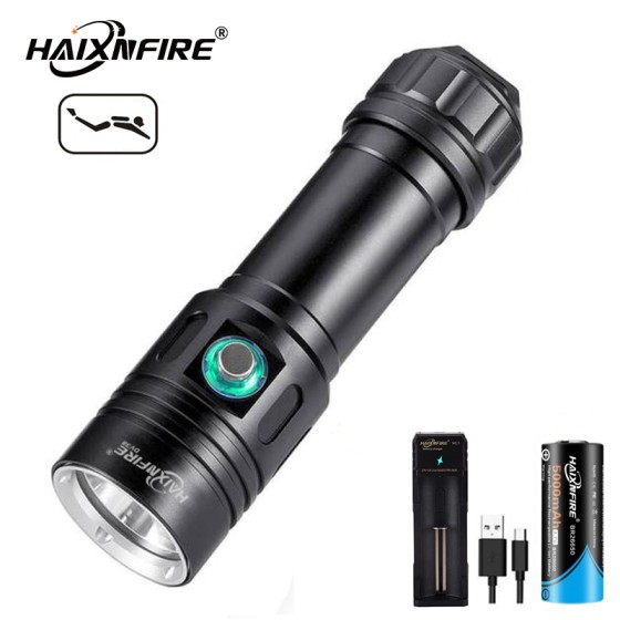 HaixnFire DV38 Super Bright Diving Flashlight L2 LED IPX8 Waterproof Rating 200m Professional Diving Light for Scuba Fishing Hiking
