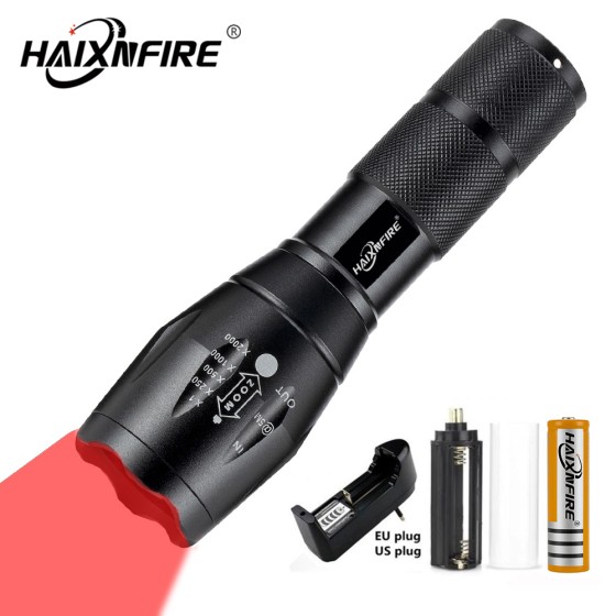 Haixnfire G700 Red Flashlight Lantern (Special LED Light for Camera Detection, Supports 18650 Battery Charging)