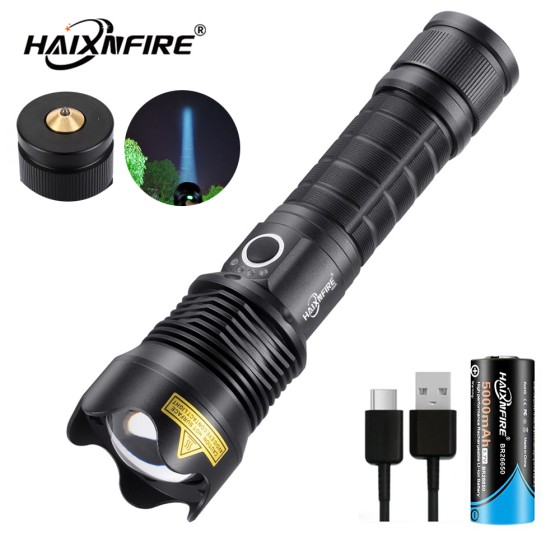 HaixnFire H005 floodlight Laser long shot 1200 meter flashlight USB charging camping light Telescopic zoom searchlight