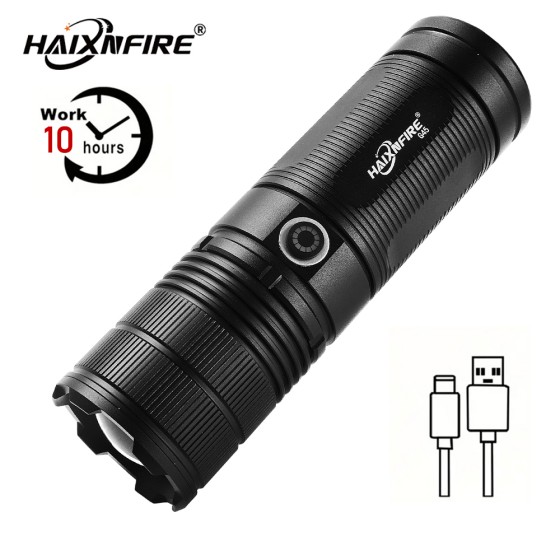 HaixnFire G45 Camping light USB rechargeable flashlight 4500 lumens Scalable zoomf loodlight Patrol light Barbecue lamp