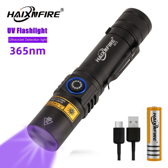 HaixnFire SV12 5W Rechargeable Torch 365nm Detector UV Flashlight Pet Dog Cat Urine Detection Lamp