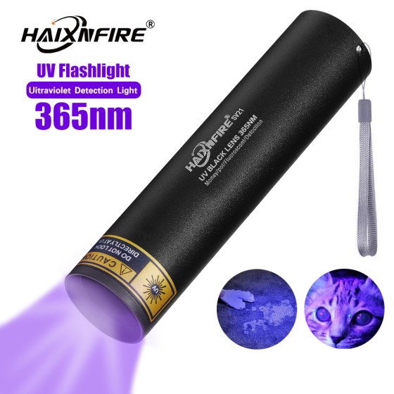 HaixnFire SV21 UV flashlight 3W Purple light flashlight USB charging light Fluorescent agent Test light 365nm ultra violet light