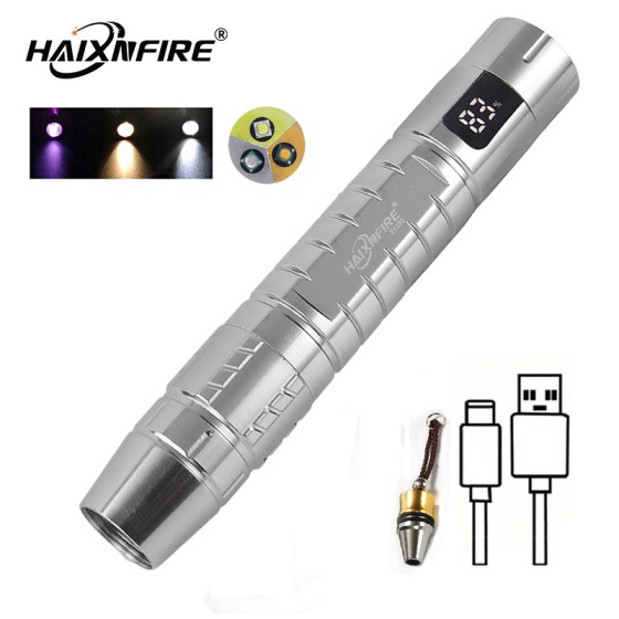 HaixnFire SV330 Purple light 365nm UV White Yellow 3 LED Flashlight USB Rechargeable