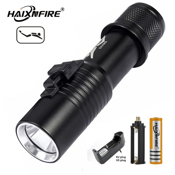 HaixnFire DV12 Scuba Diving Torch Underwater Light T6 LED Waterproof flashlight Camping Light