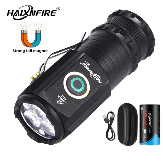 HaixnFire X31 LED mini flashlight Outdoor camping light 3500 lumen USB Rechargeable mini flashlight working floodlight