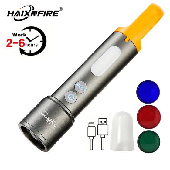 HaixnFire X710 Outdoor Camping light COB Barbecue light C-type rechargeable flashlight Retractable zoom flashlight Red green blue white light