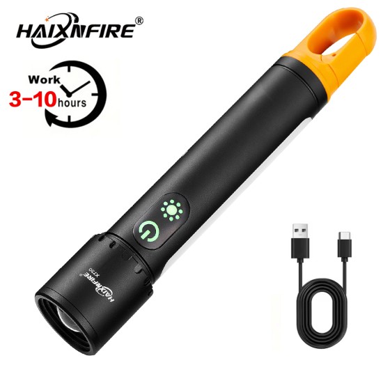 HaixnFire X730 LED Camping flashlight COB side light Camping light USB rechargeable outdoor hiking fishingTelescopic zoom grill light