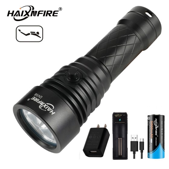 HaixnFire DV58 scuba waterproof flashlight XM-L2*3 lamp bead diving flashlight camping light depth 200 meters