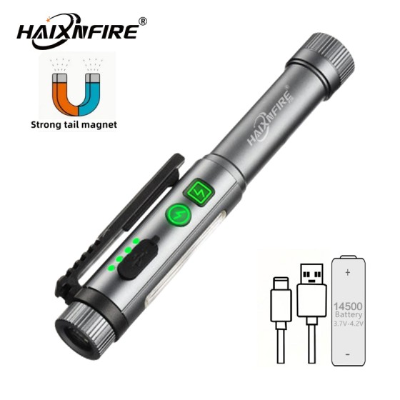 HaixnFire P26 Mini Flashlight Type-C Rechargeable Flashlight Portable Penlight Outdoor Camping Family Night Emergency Light