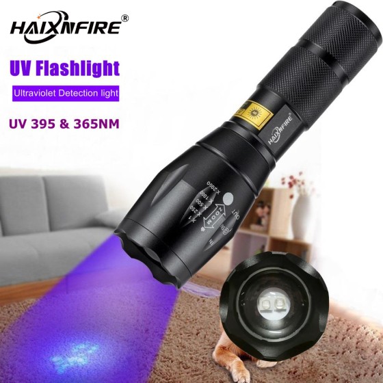 Haixnfire G700 365 395NM LED Light Zoom Flashlight Torch for Travel Safety and Pet Urine Detection