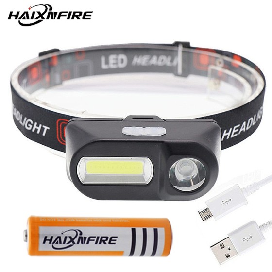 Haixnfire HP40 outdoor portable mini headlight XPE+COB LED headlight USB 18650 rechargeable fishing headlight flashlight camping light lighting
