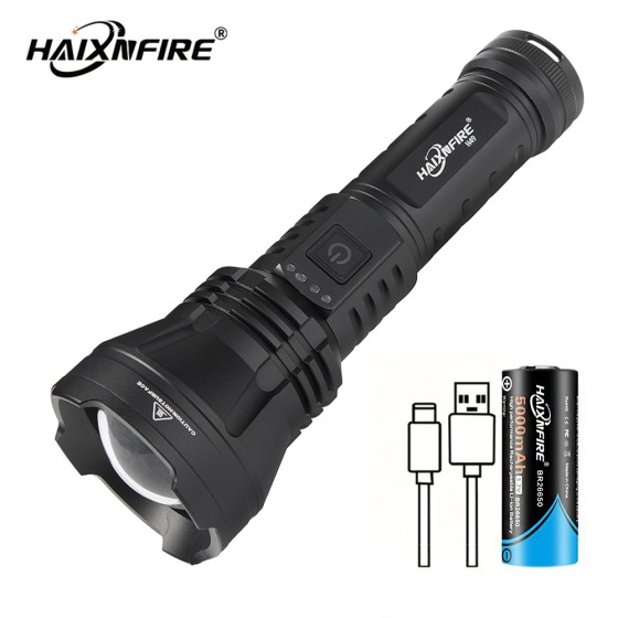 HaixnFire H49 Outdoor Camping Flashlight 6000 Lumens Telescopic Zoom LED USB Rechargeable