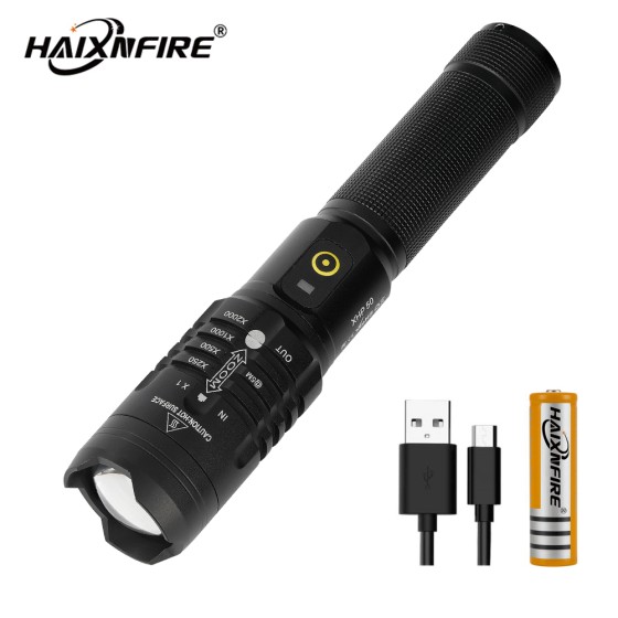Haixnfire H31 XHP50.2 LED Flashlight USB Zoomable Torch Light Waterproof Camping Fishing Lamp