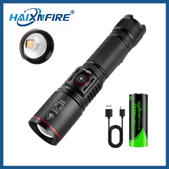 HaixnFire H50 strong light 35W high power zoom flashlight Type-C rechargeable outdoor camping home lighting