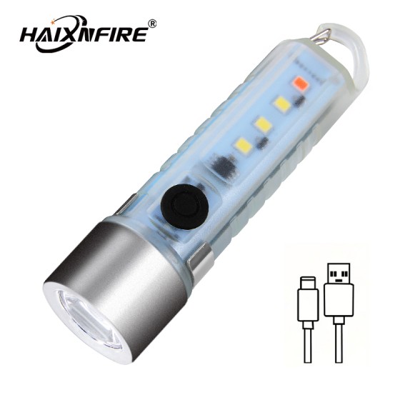 HaixnFire S41 Mini flashlight USB charging camping light Key stick lamp Emergency light LED floodlight